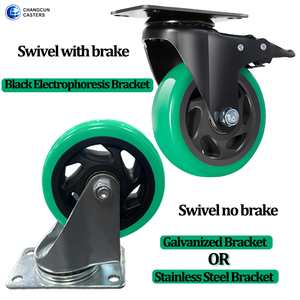 Grüne tragende Handwagen PVC-Wagen Klappbare Lenk rollen Set 3 ''4" 5 Zoll Hochleistungs-Lenkrad für Generator - Product Image 5