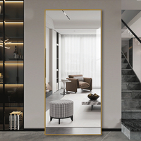 Miroir d'habillage rectangulaire à cadre en alliage d'aluminium Miroir de sol pour chambre à coucher pleine longueur Miroir décoratif de salon pleine grandeur