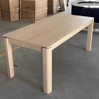 Grande table à manger rectangulaire minimaliste du milieu du siècle Table de conférence de bureau design de style wabi-sabi en chêne massif pour restaurant