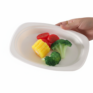 Assiette ovale en bagasse de 9 pouces, biodégradable, compostable, blanche, pour la restauration, vente en gros - Product Image 4
