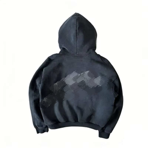 Sweat à capuche surdimensionné vintage personnalisé pour homme, 100 % coton épais, avec fermeture éclair, style streetwear, imprimé numérique, coupe courte, pour l'automne - Product Image 2