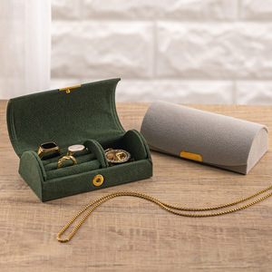 Modern Rectangle Velvet Jewelry <b>Storage</b> Box with Button Closure for <b>Rings</b> Earrings Necklaces-Portable Travel Packaging - Product Image 1