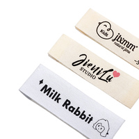 Étiquettes tissées personnalisées avec logo, écologiques, pliées au centre, 100 % coton biologique, lavables, douces et imprimées pour sacs et chaussures
