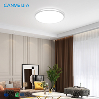 Vente chaude, lustre simple à cadre en cristal, montage en surface, télécommande, rond, trois couleurs réglables, lampe de plafond LED en acrylique