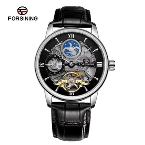 2025 nouvelle montre mécanique automatique de luxe pour hommes Forsining avec Design creux Tourbillon Phase <span class=keywords><strong>lunaire</strong></span> 22mm bracelet en cuir horloge - Product Image 5
