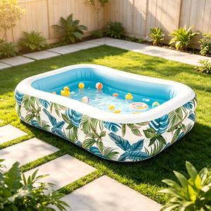 Piscina Inflable de PVC con Estampado Tropical MAKE WAVES, Duradera, Ligera, Portátil, Rectangular, para Niños y Adultos - Product Image 6