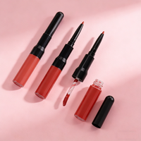 Ensemble de gloss à lèvres de luxe 2-en-1 avec logo personnalisé, crayon à lèvres mat imperméable et gloss hydratant longue durée, maquillage à marque privée