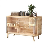 Maison pour chat en bois massif de luxe |   Meuble TV double niveau moderne et haut pour intérieur, avec espace partagé pour animaux et humains, et maison pour chat intégrée