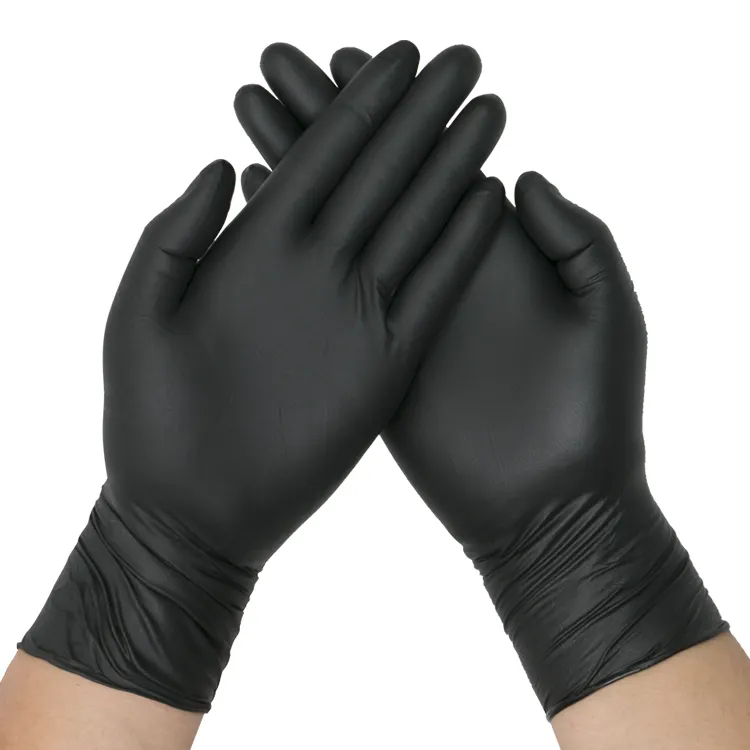 Guantes de nitrilo negro Guantes de vinilo de PVC de látex desechables sin polvo Guantes CE