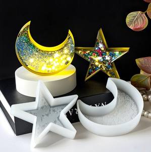 قالب راتنج الإيبوكسي قمر ونجمة، قالب شمع سيليكون على شكل قلعة، ديكور منزلي لعيد مبارك ورمضان، قوالب هلال عربي - Product Image 3