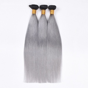 Peluca de Cabello Humano Remy Liso Brasileño Gris 1B con Encaje 360, 180% de Densidad, Extensiones Largas, Garantía, Paquete de 3 Unidades - Product Image 1