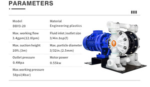 Bomba de Diafragma de PP con Motor Personalizable GODO DBY3-20S 380v, Resistente a Ácidos, para la Industria Química, Bombas Eodd - Product Image 4