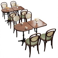 Ensemble table et chaises de café rétro personnalisable pour pâtisserie, salon de thé, restaurant occidental de style américain, usage commercial, robuste