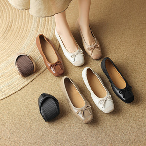 Scarpe basse personalizzate Xinzirain con suola morbida, logo personalizzato, in vera pelle, pieghevoli, da donna, stile <span class=keywords><strong>ballerine</strong></span>. - Product Image 4
