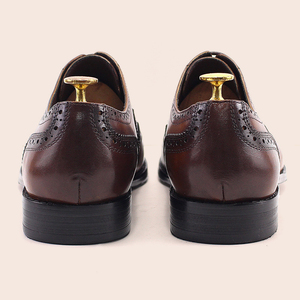 Chaussures Oxford en cuir véritable pour hommes, style business formel, marron-vert, perforées, bout carré - Product Image 6