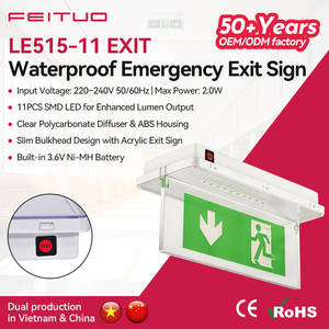 FEITUO Base de Producción en Vietnam OEM ODM Señal de <span class=keywords><strong>Salida</strong></span> de Emergencia LED con Panel Acrílico y Carcasa de ABS Impermeable IP65 para Suministro a Marcas Globales - Product Image 1