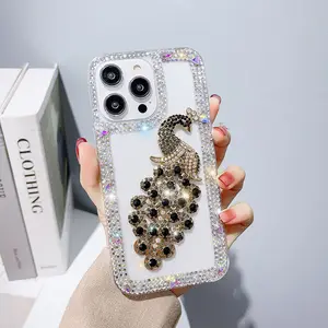 Mobile Accesorios Para Celulares Peacock Diamond Phone Cover For iPhone 12 Pro Jewelry Case Back Cover for iPhone 12 Clear Case