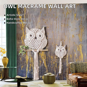 Offre Spéciale fait à la main Boho décor à la maison réutilisable hibou <span class=keywords><strong>macramé</strong></span> tenture murale Design nordique Style tissé tissu frontons mobile corde Art - Product Image 3