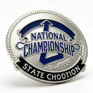 Hebilla de Cinturón Personalizada de Campeón Estatal, de Aleación de Zinc Plateada con Esmalte Suave, Conmemorativa del Campeonato Nacional y de Graduación - Product Image 3