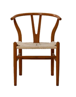 Chaise de salle à manger rétro à dossier en Y avec accoudoirs courbes et surface tissée, pour usage commercial, gîtes, cafés, sièges d'appoint de loisirs, personnalisation possible