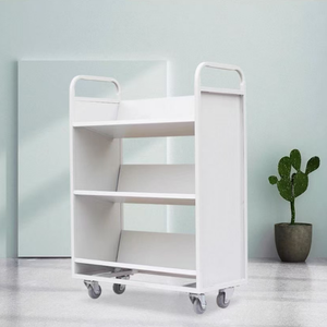 2/3 cấp kệ sách thư viện đồ nội thất kệ sách với bánh xe đồ nội thất văn phòng thép giỏ hàng với xe đẩy - Product Image 3
