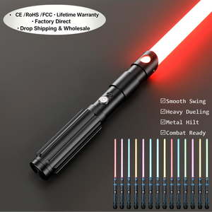 <span class=keywords><strong>Sabre</strong></span> <span class=keywords><strong>laser</strong></span> <span class=keywords><strong>Star</strong></span> <span class=keywords><strong>Wars</strong></span> en métal avec lame lourde pour duels, LED à changement de couleur infini, mouvement fluide et fonctions clignotantes - Product Image 1