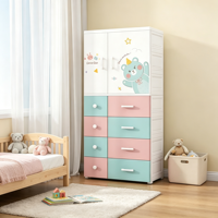 Armoire en plastique pour enfants avec porte et tiroirs, grande capacité, pour chambre d'enfant, commode de rangement