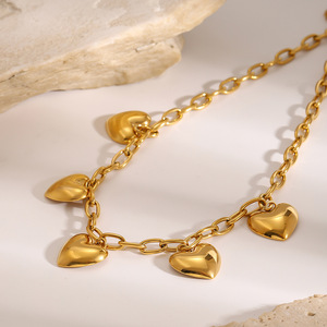 Collar con colgante de corazón, cadena de clavícula de acero inoxidable para mujer, regalo de joyería - Product Image 3