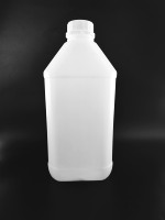 Bidon carré épais en PEHD de 5 L avec bouchon à vis et impression sérigraphiée blanche pour le stockage d'essence, de solutions de soin de la peau, de vin et autres liquides