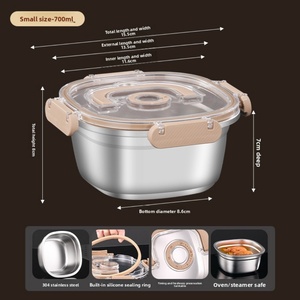 Boîte à lunch bento écologique en acier inoxydable 304, de qualité alimentaire, étanche, en métal, pour les enfants à l'école, les adultes et le travail au bureau - Product Image 6