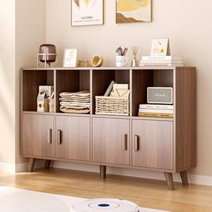 Estantería Cubby con Puertas, Mueble <span class=keywords><strong>de</strong></span> Madera <span class=keywords><strong>de</strong></span> 8 Cubos, Estantería Abierta <span class=keywords><strong>de</strong></span> Pie, Mueble <span class=keywords><strong>de</strong></span> Almacenamiento Bajo <span class=keywords><strong>de</strong></span> 2 Niveles, Moderno y Ecológico - Product Image 1