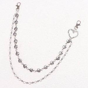 Heart Shape Metal Pants Chain Double Layer Handmade Tibetan <b>Silver</b> Waist Chain For Daily Wear Punk Style Unisex Denim Accessory - Product Image 3