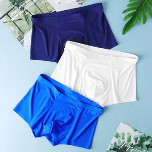 Calzoncillos bóxer de seda helada sin costuras para hombre, de tiro medio, antibacterianos y transpirables, con diseño de cintura pequeña, venta al por mayor. - Product Image 1