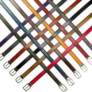 Ceinture habillée pour homme en cuir de veau pleine fleur, écologique et haute résistance, avec boucle ardillon en acier inoxydable réglable, 3,2 cm, modèle 2026 - Product Image 1