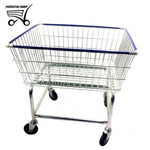 4 Bánh Xe Giỏ Thép Bền Lưu Trữ Vận Chuyển Thương Mại Giặt Giỏ Hàng Xe Đẩy - Product Image 1