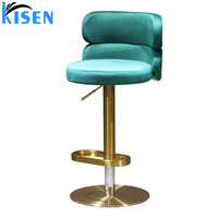 Kisen Wholesale Gold Lifting Barbershop Furniture Salon Fiberglass Cotton Stool Bar Chair Salon en promotion