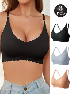 บราผู้หญิงผ้าไหมน้ำแข็งระบายอากาศได้3ชิ้นปกปิดได้เต็มรูปแบบ - Product Image 2