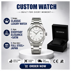 Reloj Octagonal BESSERON para Hombre, Movimiento de Cuarzo Japonés, Resistente al Agua 5ATM, Brazalete Integrado de Acero Inoxidable 316L, Esfera Verde Texturizada - Product Image 1
