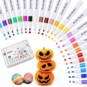 NOVISON Acrylic <b>Paint</b> Markers Set with Soft Brush Tip (PET Material) for Canvas <b>Rock</b> Wood Leather Ceramic DIY Painting - Product Image 1