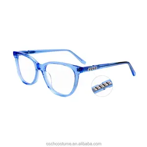Gafas ópticas Vintage de alta calidad con logotipo personalizado más vendidas, monturas Demi transparentes negras, gafas de lectura para miopía de acetato