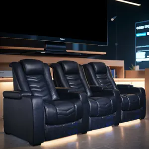 dunkelblaues elektrisches kino sofa mit individuellem logo design heimkino sitzmöbel leistungsstark kopfstütze kino mit beweglichen sitzen