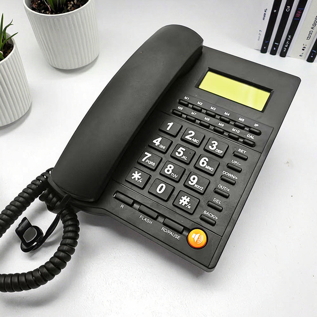 LCD CID Landline Phone Analog Caller ID New Design Corded Telephone Set PEAKSOUND P-L019 1 Year Warranty Redial for Hotel Room