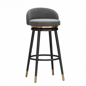 Tabourets <span class=keywords><strong>de</strong></span> <span class=keywords><strong>bar</strong></span> pivotants en <span class=keywords><strong>velours</strong></span> doux <span class=keywords><strong>de</strong></span> style industriel avec dossier bas pour les rassemblements décontractés, les pubs et les bars - Product Image 5