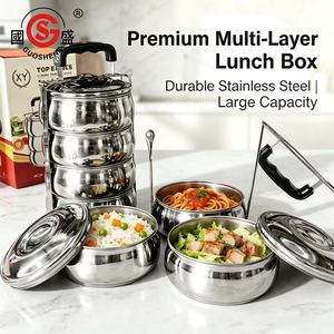 Boîte à Déjeuner Isotherme Multicouche en Acier Inoxydable 2/3/4 Niveaux, Récipient Alimentaire Chauffable <span class=keywords><strong>pour</strong></span> <span class=keywords><strong>Repas</strong></span> Portable - Product Image 1