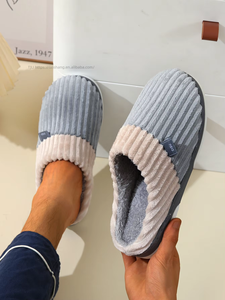 Spring and Autumn Cotton Slippers Winter Warm Indoor Home <b>Shoes</b> for Household Couples Anti Wool Slippers for Men - Product Image 6