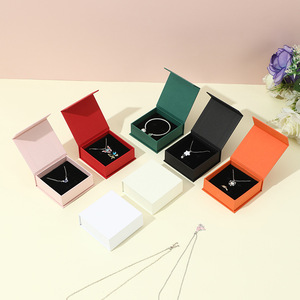 Elegant Colored Rigid Flip Jewelry <b>Gift</b> <b>Box</b> Custom Logo Paper Packaging <b>Box</b> with Sponge Insert For Necklace Bracelet Ring - Product Image 3
