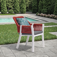Chaise de salle à manger extérieure contemporaine cadre en aluminium durable confortable empilable pour Villa hôtel café jardin chaise de tissage en corde