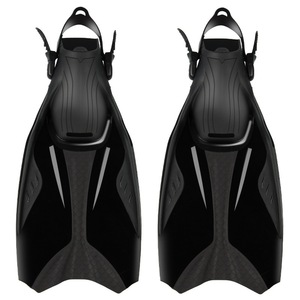 Palmes de plongée pour entraînement de natation, talon ouvert, en TPR, pour adultes et enfants, équipement de plongée en apnée, noir - Product Image 2