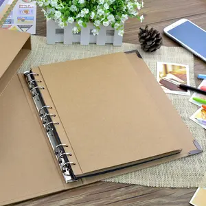 Pasta de arquivo personalizada A3 A4 A5 Notebook Papel Kraft Biodegradável De Alto Luxo Com Pasta De Anel De Alto Nível Gift Office Papelaria