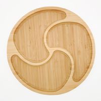 Vaisselle créative Compartiments ronds en bambou Assiette de rafraîchissement à trois compartiments Assiette à fruits Petit déjeuner pour enfants